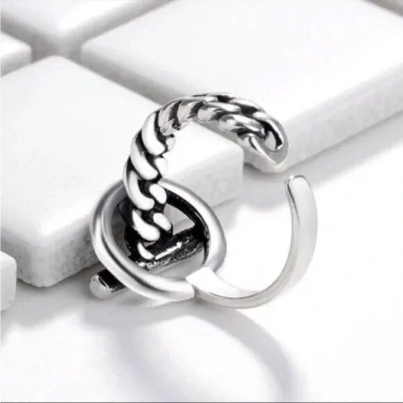 New Toggle 925 Sterling Silver Cuban Chain Ring Adjustable - Picture 4 of 9
